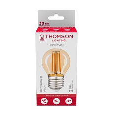 Лампа светодиодная филаментная Thomson E27 7W 2400K шар прозрачная TH-B2126 3