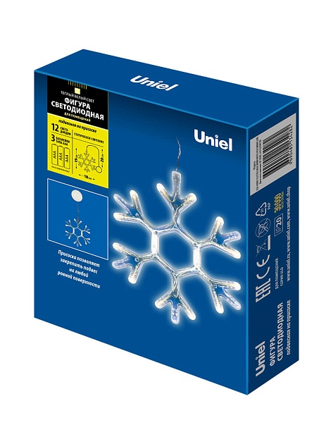 Подвесной светодиодный светильник «Снежинка» Uniel ULD-H1819-012/STA/3AAA Warm White IP20 Snowflake UL-00007251 фото 6