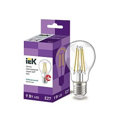 Лампа светодиодная филаментная IEK E27 9W 4000K прозрачная LLF-A60-9-230-40-E27-CL