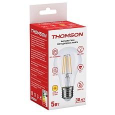 Лампа светодиодная филаментная Thomson E27 5W 2700K груша прозрачная TH-B2057 1