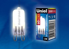 Лампа галогенная Uniel G9 60W прозрачная JCD-CL-60/G9 00574 1