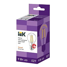 Лампа светодиодная филаментная IEK E27 9W 4000K прозрачная LLF-A60-9-230-40-E27-CL 1