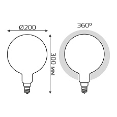 Лампа светодиодная филаментная диммируемая Gauss E27 14W 4100К матовая 153202214-D 1