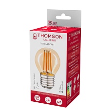 Лампа светодиодная филаментная Thomson E27 7W 2400K шар прозрачная TH-B2126 1