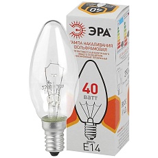 Лампа накаливания ЭРА E14 40W 2700K прозрачная ДС 40-230-E14-CL Б0039127 1