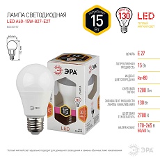 Лампа светодиодная ЭРА E27 15W 2700K матовая LED A60-15W-827-E27 Б0020592 2