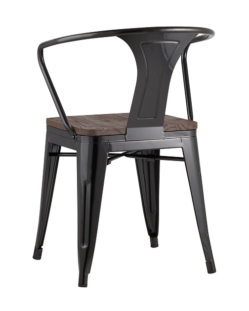 Барный стул Tolix Arm Wood черный глянцевый + темное дерево YD-H440AR-W LG-01 фото 5