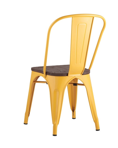 Барный стул Tolix желтый глянцевый + темное дерево YD-H440B-W LG-06 фото 4