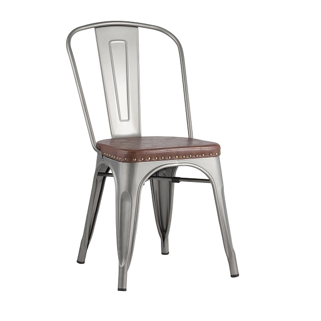 Барный стул Tolix Soft серебристый LF818C GREY 7083+PU7002 фото 