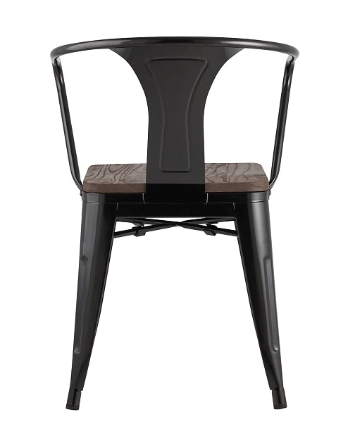 Барный стул Tolix Arm Wood черный глянцевый + темное дерево YD-H440AR-W LG-01 фото 4