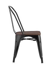 Барный стул Tolix черный глянцевый + темное дерево YD-H440B-W LG-01 1