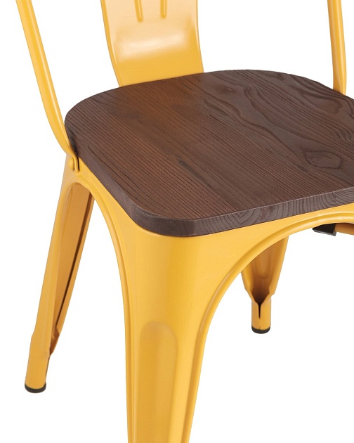 Барный стул Tolix желтый глянцевый + темное дерево YD-H440B-W LG-06 фото 5