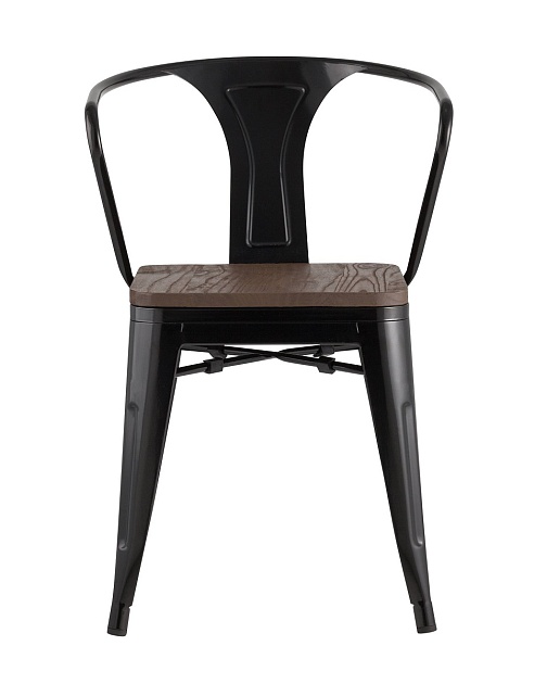 Барный стул Tolix Arm Wood черный глянцевый + темное дерево YD-H440AR-W LG-01 фото 2