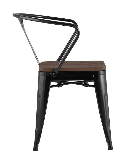 Барный стул Tolix Arm Wood черный глянцевый + темное дерево YD-H440AR-W LG-01 фото 3