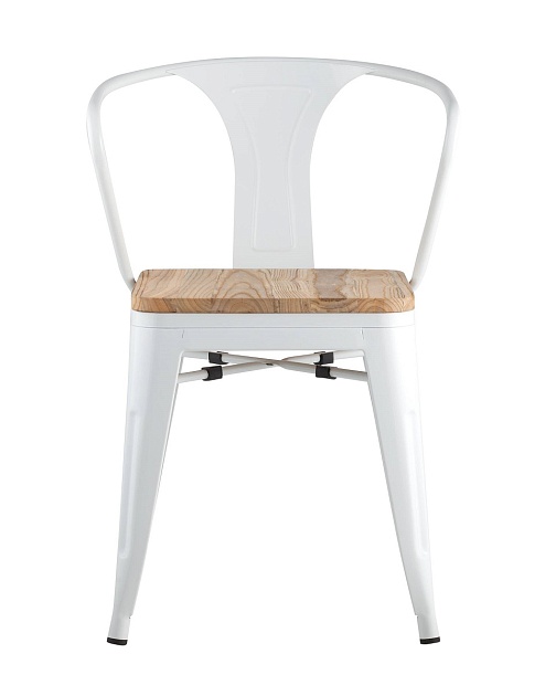 Барный стул Tolix Arm Wood белый глянцевый + светлое дерево YD-H440AR-W LG-02 фото 2