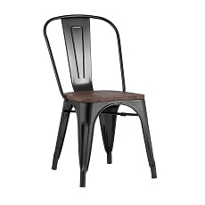 Барный стул Tolix черный глянцевый + темное дерево YD-H440B-W LG-01