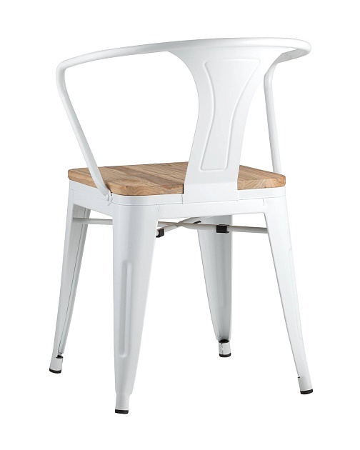 Барный стул Tolix Arm Wood белый глянцевый + светлое дерево YD-H440AR-W LG-02 фото 5