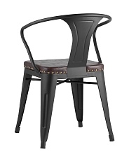 Барный стул Tolix Arms Soft с подлокотниками черный матовый LF718H MATTE BLACK 3474+PU7005 3