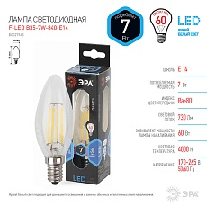 Лампа светодиодная филаментная ЭРА E14 7W 4000K прозрачная F-LED B35-7W-840-E14 Б0027943 3