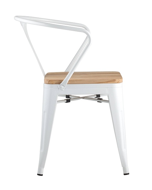 Барный стул Tolix Arm Wood белый глянцевый + светлое дерево YD-H440AR-W LG-02 фото 3