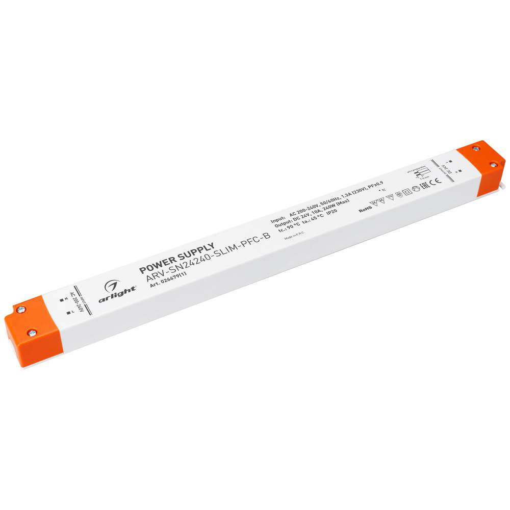 Блок питания Arlight ARV-SN24240-Slim-PFC-B 24V 240W IP20 10A 026679(1), Белый, 026679(1) ARV-SN-Slim-PFC-B
Блок питания Arlight ARV-SN24240-Slim-PFC-B 24V 240W IP20 10A 026679(1), Белый, 026679(1) ARV-SN-Slim-PFC-B