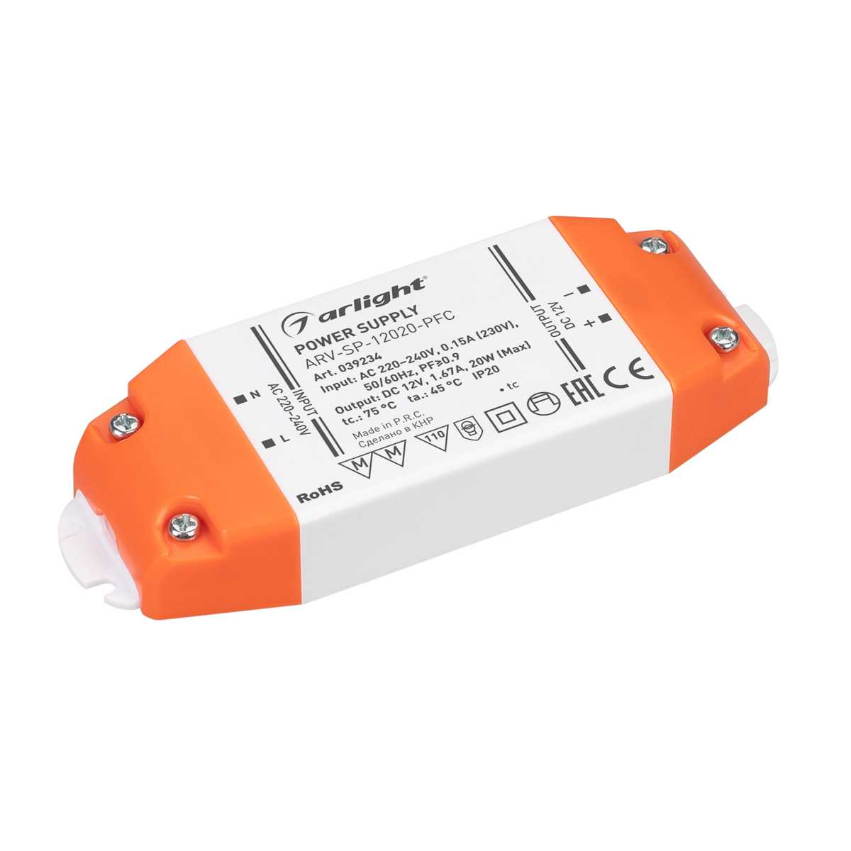 Блок питания Arlight ARV-SP-12020-PFC 12V 20W IP20 1,67A 039234, Белый, 039234 ARV-SP-PFC
Блок питания Arlight ARV-SP-12020-PFC 12V 20W IP20 1,67A 039234, Белый, 039234 ARV-SP-PFC