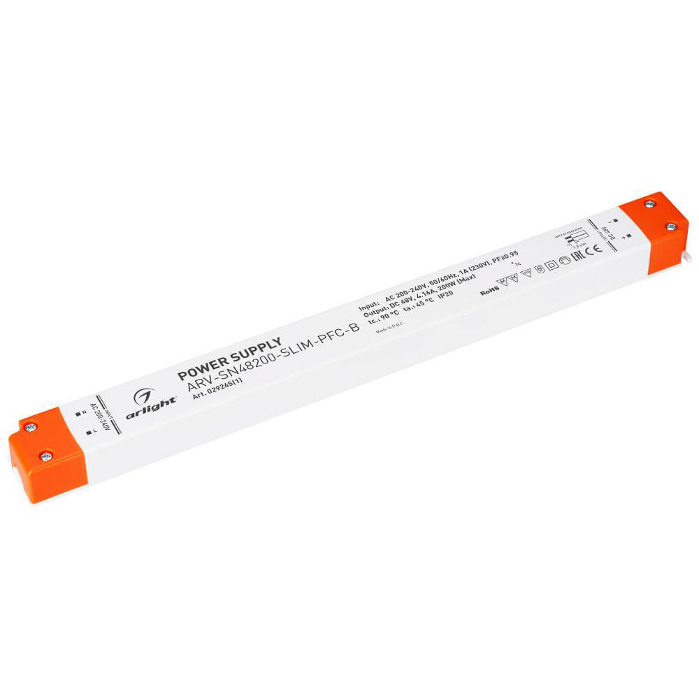Блок питания Arlight ARV-SN48200-Slim-PFC-B 48V 200W IP20 4,16A 029265(1), Белый, 029265(1) ARV-SN-Slim-PFC-B
Блок питания Arlight ARV-SN48200-Slim-PFC-B 48V 200W IP20 4,16A 029265(1), Белый, 029265(1) ARV-SN-Slim-PFC-B