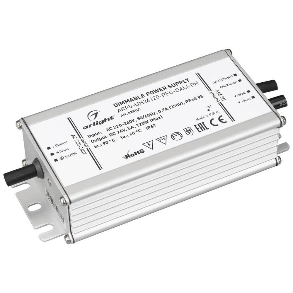 Блок питания Arlight ARPV-UH24120-PFC-Dali-PH 24V 120W IP67 5A 028107, Серый, 028107 ARPV-UH-PFC-Dali-PH
Блок питания Arlight ARPV-UH24120-PFC-Dali-PH 24V 120W IP67 5A 028107, Серый, 028107 ARPV-UH-PFC-Dali-PH