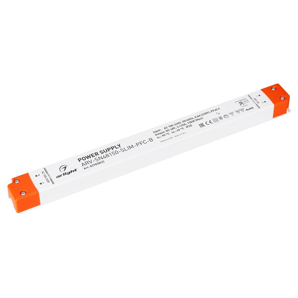 Блок питания Arlight ARV-SN48150-Slim-PFC-B 48V 150W IP20 3,1A 027838(2), Белый, 027838(2) ARV-SN-Slim-PFC-B
Блок питания Arlight ARV-SN48150-Slim-PFC-B 48V 150W IP20 3,1A 027838(2), Белый, 027838(2) ARV-SN-Slim-PFC-B