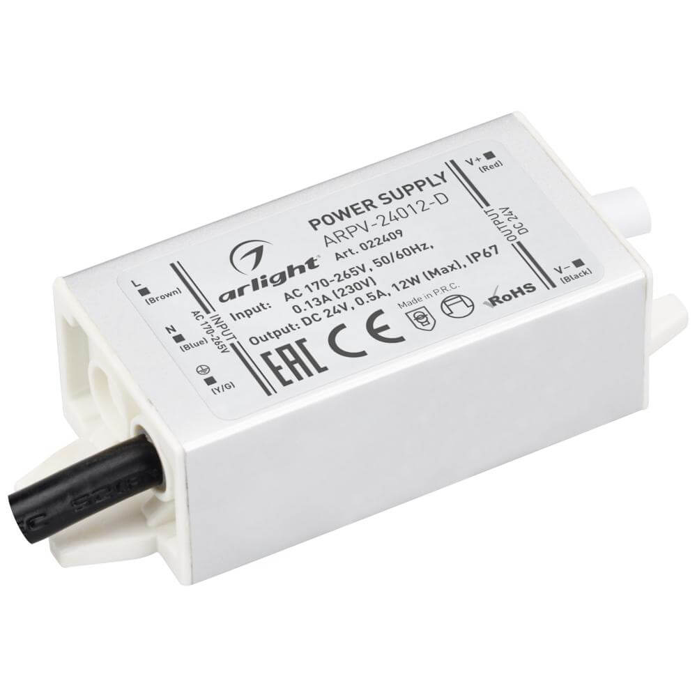 Блок питания Arlight ARPV-24012-D 24V 12W IP67 0,5A 022409, Белый, 022409 ARPV-D
Блок питания Arlight ARPV-24012-D 24V 12W IP67 0,5A 022409, Белый, 022409 ARPV-D