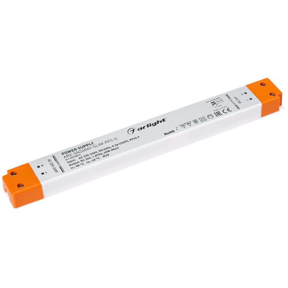 Блок питания Arlight ARV-SN24045-Slim-PFC-C 24V 45W IP20 1,875A 029189(1), Белый, 029189(1) ARV-SN-Slim-PFC
Блок питания Arlight ARV-SN24045-Slim-PFC-C 24V 45W IP20 1,875A 029189(1), Белый, 029189(1) ARV-SN-Slim-PFC
