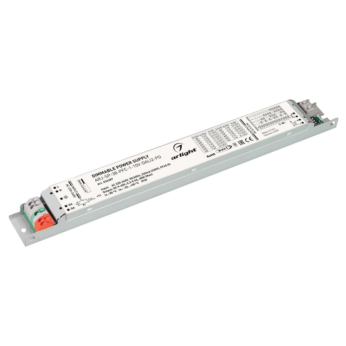 Драйвер Arlight ARJ-SP-38-PFC-1-10V-Dali2-PD 9-60V 38W IP20 0,3-0,9A 036287, Белый, 036287 ARJ-SP-PFC-Dali2-PD ()
Драйвер Arlight ARJ-SP-38-PFC-1-10V-Dali2-PD 9-60V 38W IP20 0,3-0,9A 036287, Белый, 036287 ARJ-SP-PFC-Dali2-PD ()