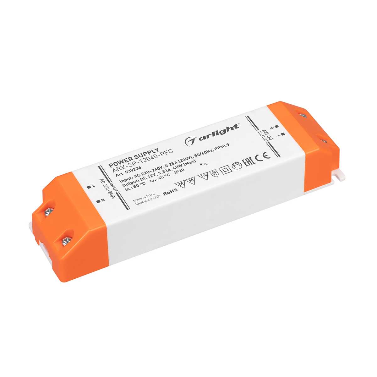 Блок питания Arlight ARV-SP-12040-PFC 12V 40W IP20 3,33A 039236, Белый, 039236 ARV-SP-PFC
Блок питания Arlight ARV-SP-12040-PFC 12V 40W IP20 3,33A 039236, Белый, 039236 ARV-SP-PFC