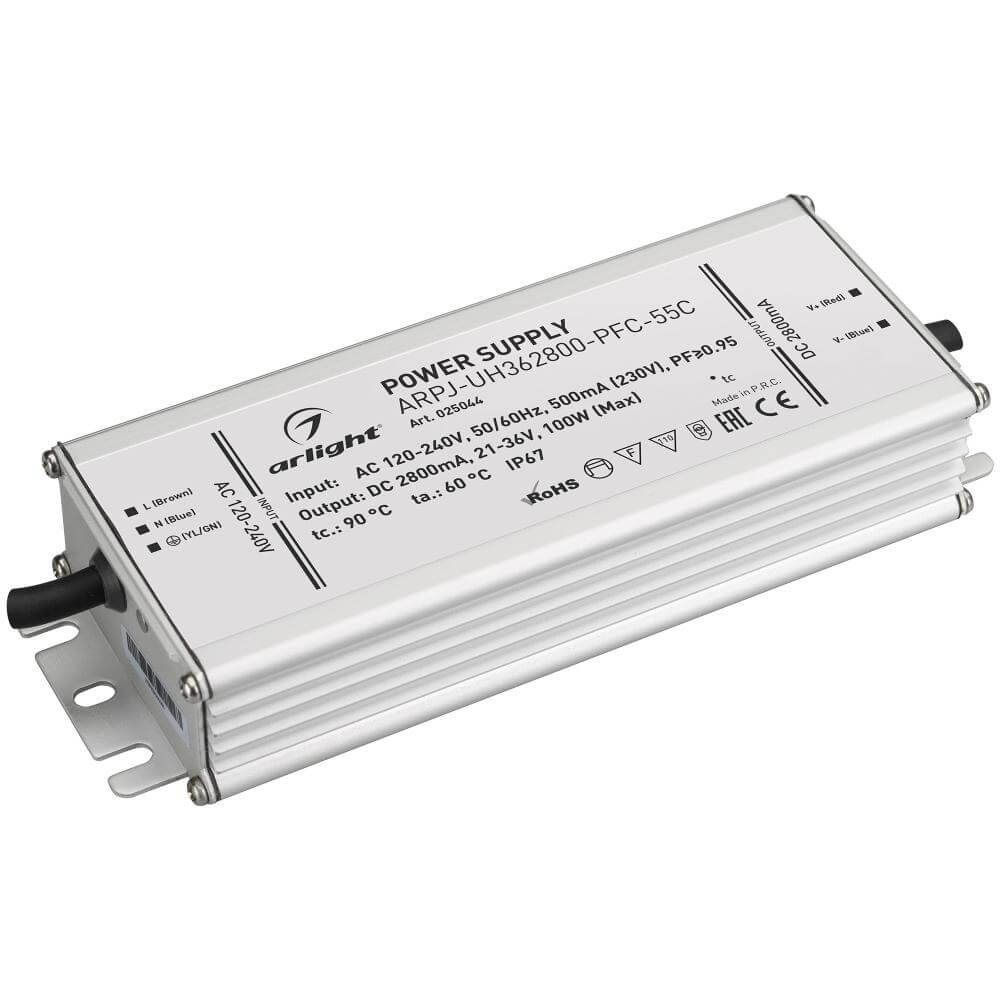 Драйвер Arlight ARPJ-UH362800-PFC-55C 21-36V 100W IP67 2,8A 025044, Серый, 025044 ARPJ-UH
Драйвер Arlight ARPJ-UH362800-PFC-55C 21-36V 100W IP67 2,8A 025044, Серый, 025044 ARPJ-UH