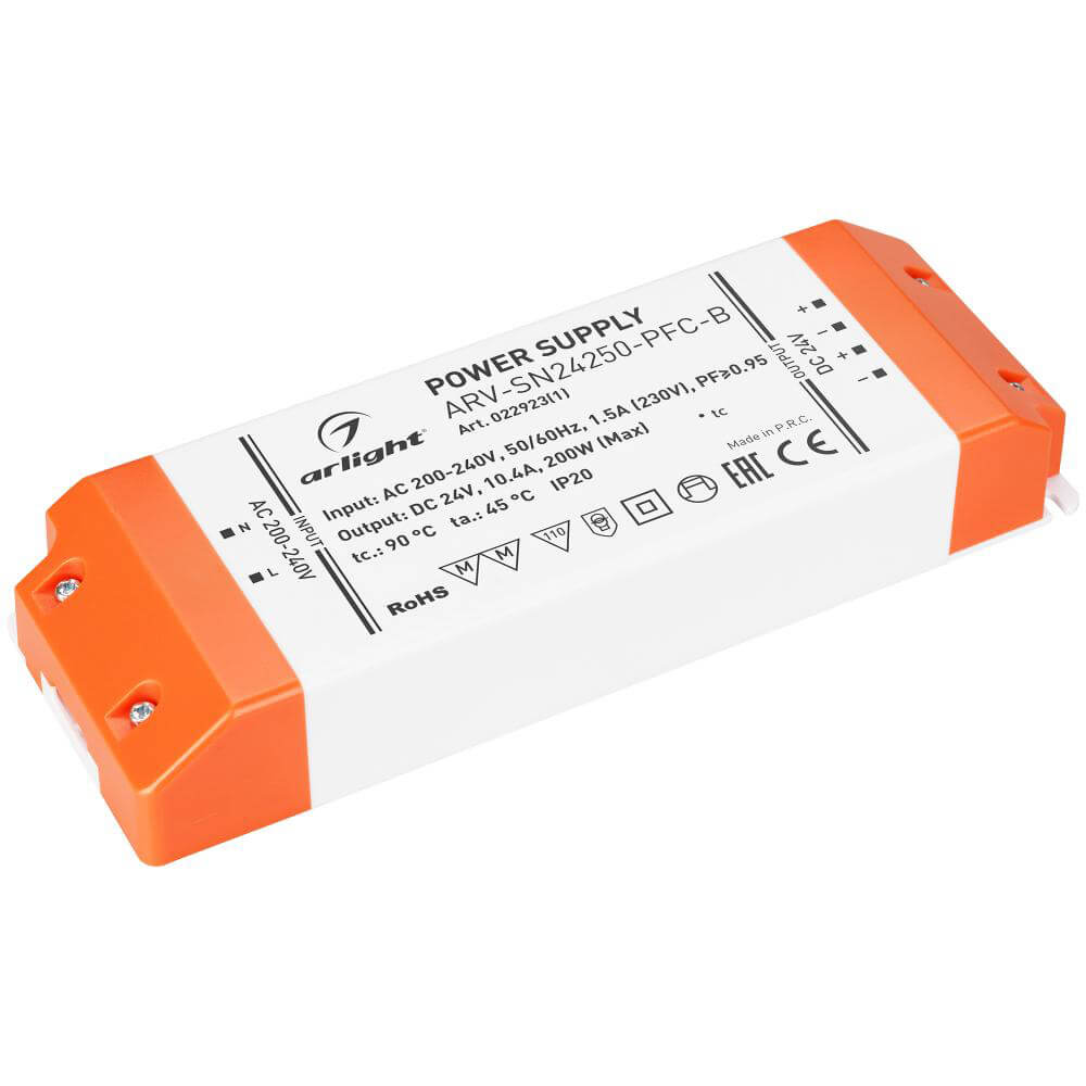 Блок питания Arlight ARV-SN24250-PFC-B 24V 250W IP20 10,4A 022923(1), Белый, 022923(1) ARV-SN-PFC-B
Блок питания Arlight ARV-SN24250-PFC-B 24V 250W IP20 10,4A 022923(1), Белый, 022923(1) ARV-SN-PFC-B