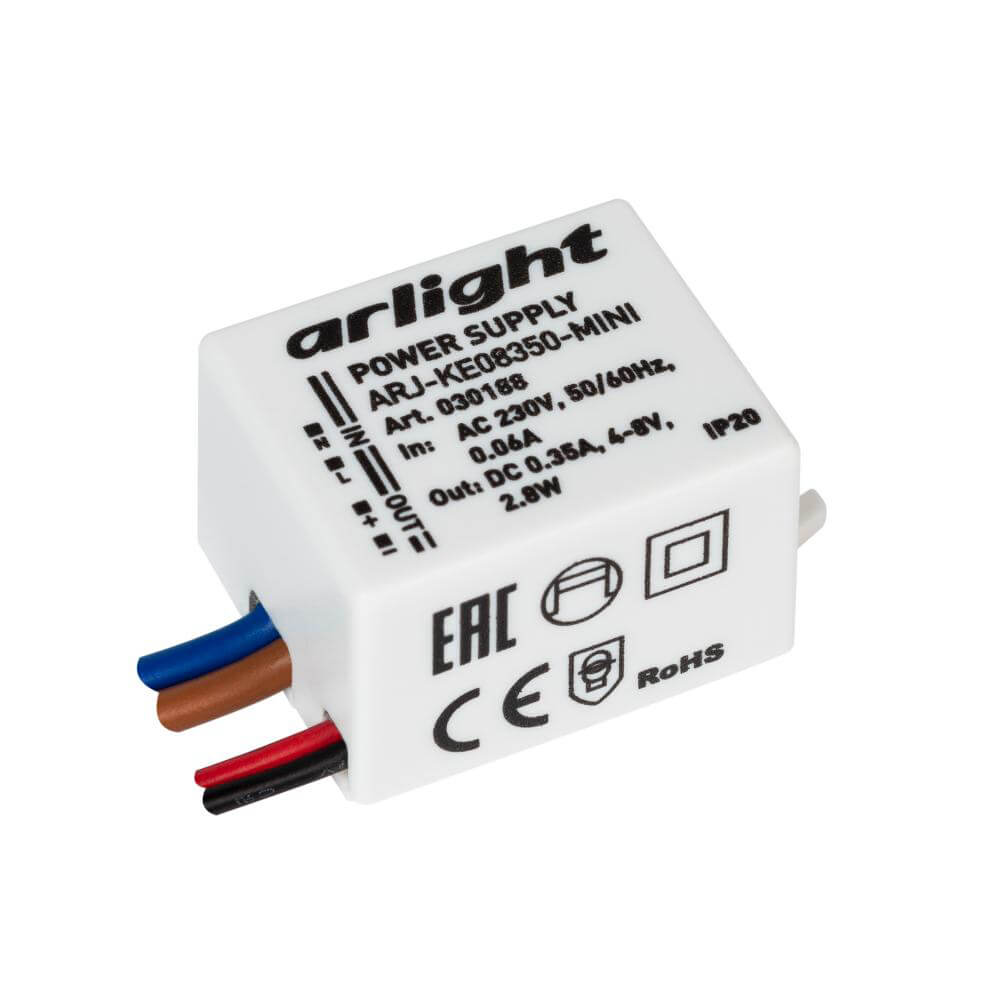 Драйвер Arlight ARJ-KE08350-Mini 4-8V 2,8W IP20 0,35A 030188, Белый, 030188 ARJ-KE-Mini
Драйвер Arlight ARJ-KE08350-Mini 4-8V 2,8W IP20 0,35A 030188, Белый, 030188 ARJ-KE-Mini
