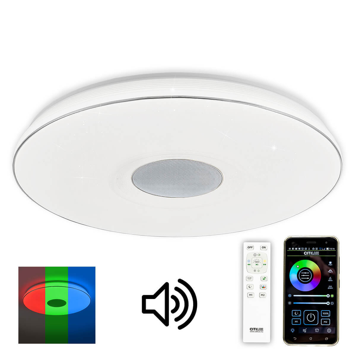 Потолочный светодиодный светильник Citilux CL703M100, Белый, CL703M100 Light Music ()
Потолочный светодиодный светильник Citilux CL703M100, Белый, CL703M100 Light Music ()