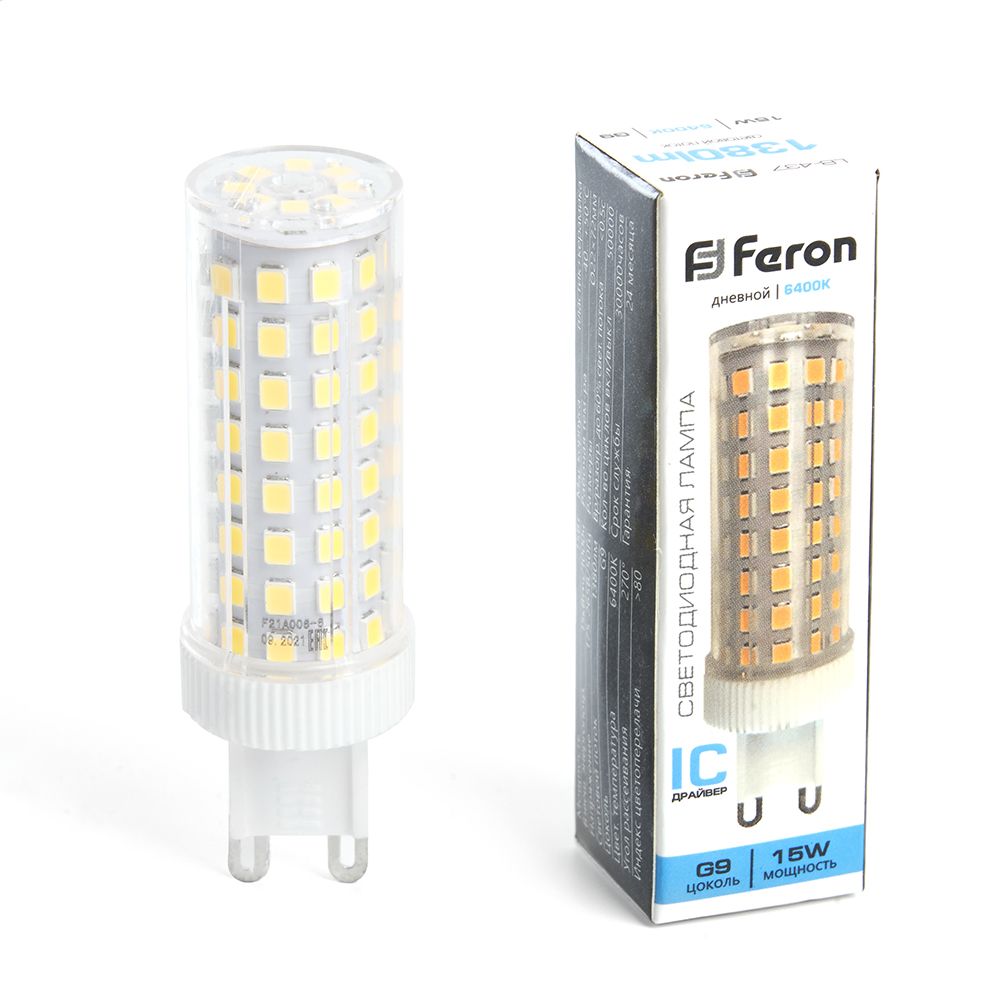Лампа светодиодная Feron G9 15W 6400K прозрачная LB-437 38214, Прозрачный, 38214 LB-437
Лампа светодиодная Feron G9 15W 6400K прозрачная LB-437 38214, Прозрачный, 38214 LB-437