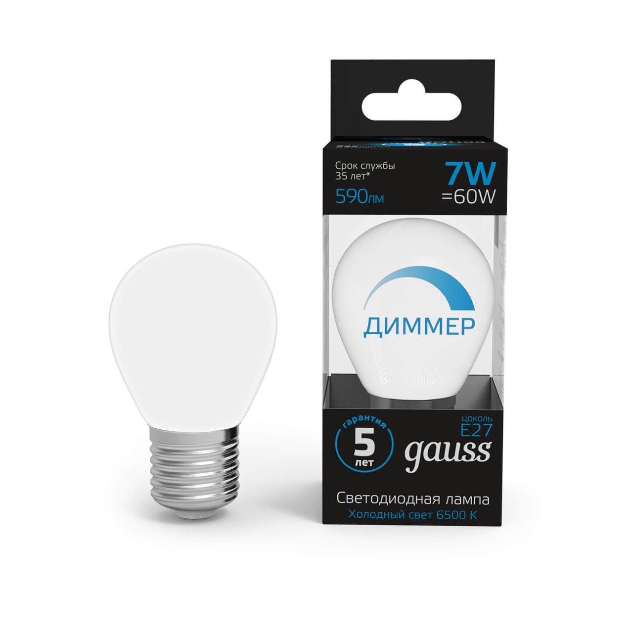 Лампа светодиодная диммируемая Gauss E27 7W 6500K матовая 105102307-D, Белый, 105102307-D Умные лампы ()
Лампа светодиодная диммируемая Gauss E27 7W 6500K матовая 105102307-D, Белый, 105102307-D Умные лампы ()