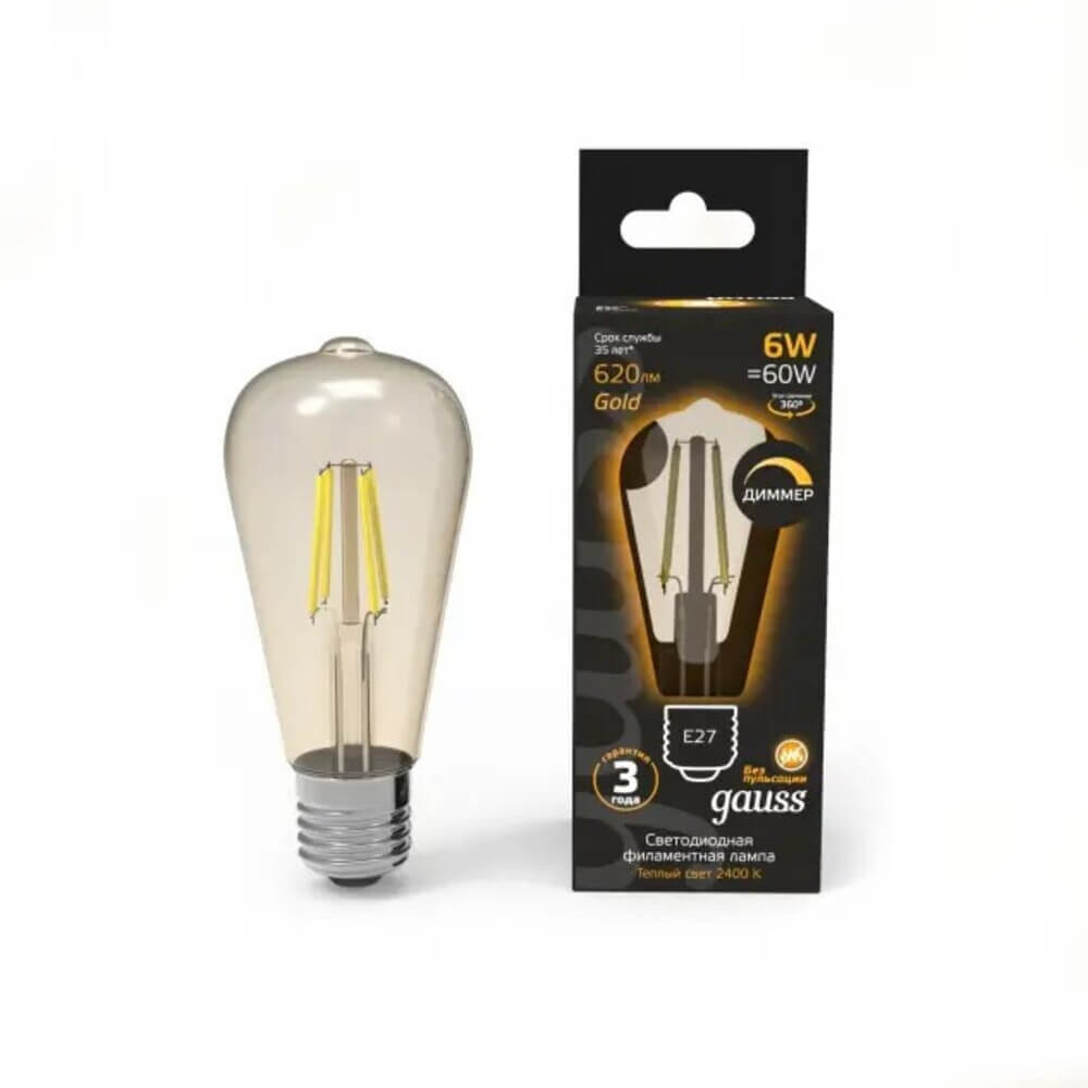 Лампа Gauss Filament ST64 6W 620lm 2400К Е27 golden диммируемая LED 1/10/40 102802006-D, 102802006-D
Лампа Gauss Filament ST64 6W 620lm 2400К Е27 golden диммируемая LED 1/10/40 102802006-D, 102802006-D