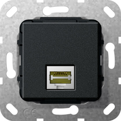 Розетка компьютерная MJ RJ45 Gira System 55 6a кат черный матовый 569510, 569510 System 55
Розетка компьютерная MJ RJ45 Gira System 55 6a кат черный матовый 569510, 569510 System 55