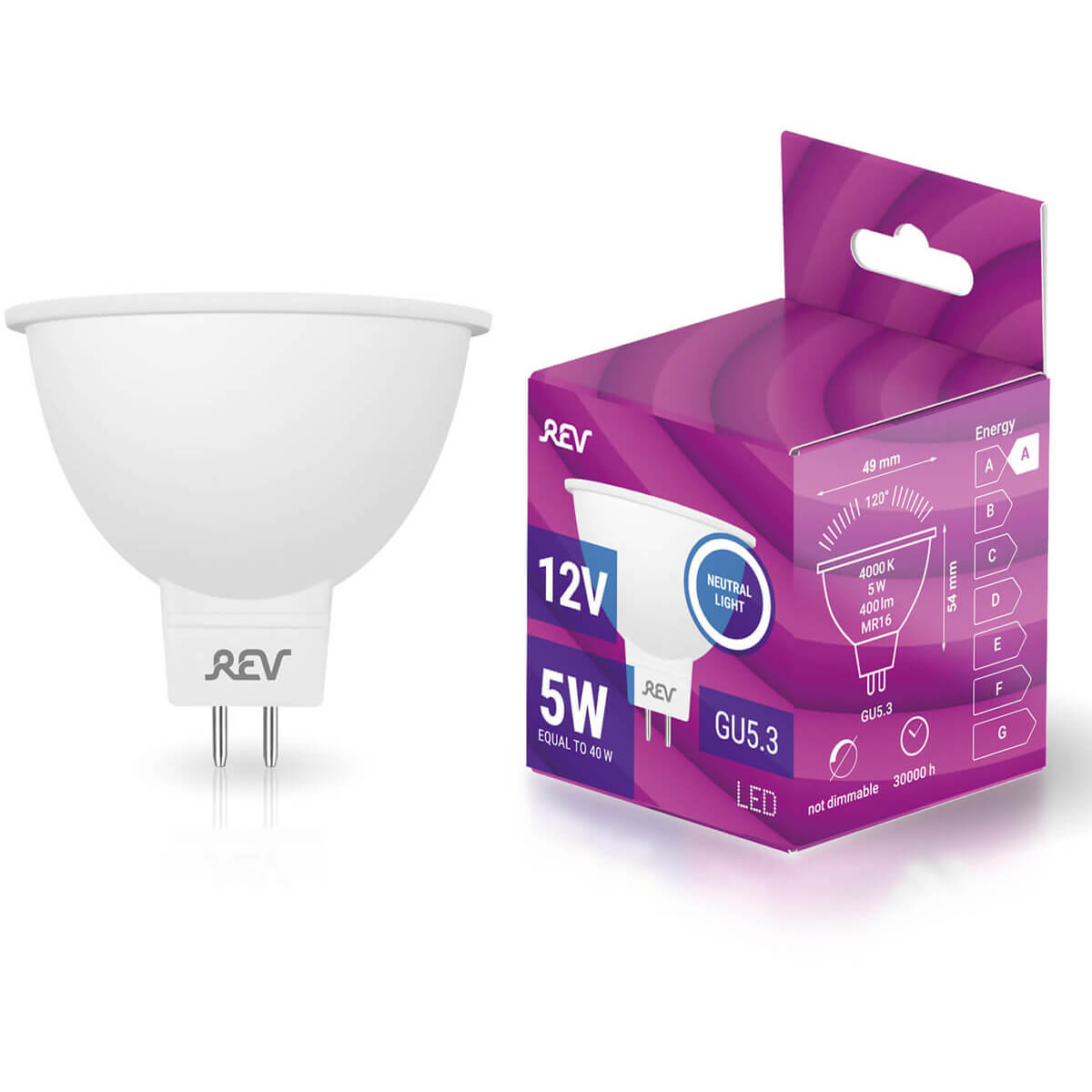 Лампа светодиодная REV MR16 GU5.3 5W 4000K нейтральный белый свет 12V рефлектор 32372 3, 32372 3
Лампа светодиодная REV MR16 GU5.3 5W 4000K нейтральный белый свет 12V рефлектор 32372 3, 32372 3