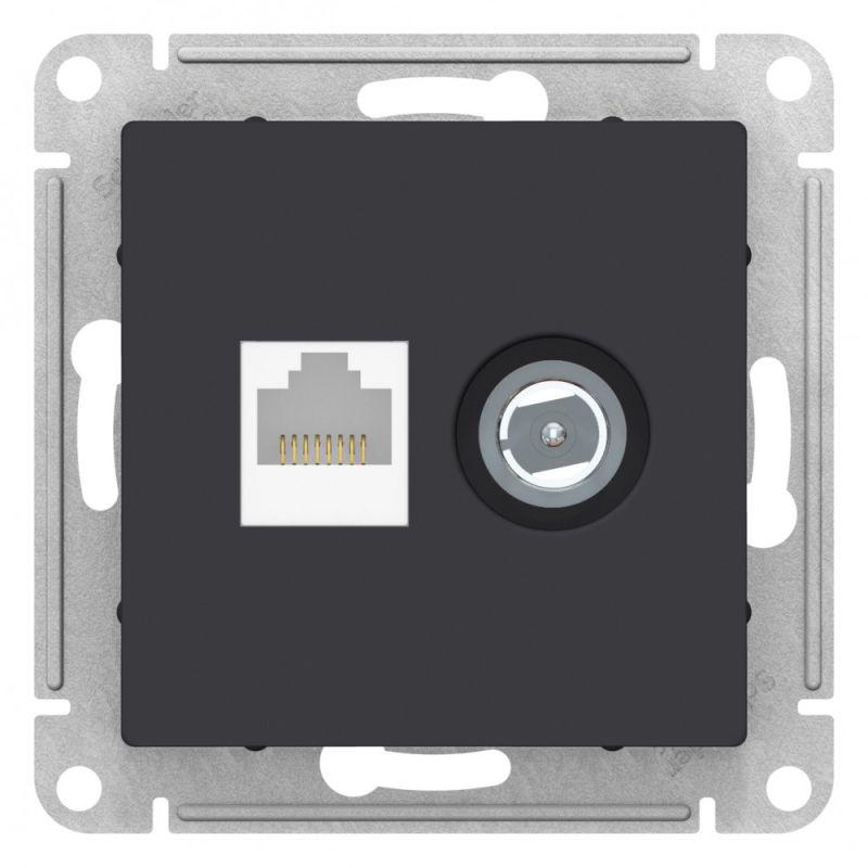 Розетка компьютерная RJ45/TV Schneider Electric AtlasDesign 5e кат UTP карбон ATN001089, Черный, ATN001089 AtlasDesign
Розетка компьютерная RJ45/TV Schneider Electric AtlasDesign 5e кат UTP карбон ATN001089, Черный, ATN001089 AtlasDesign