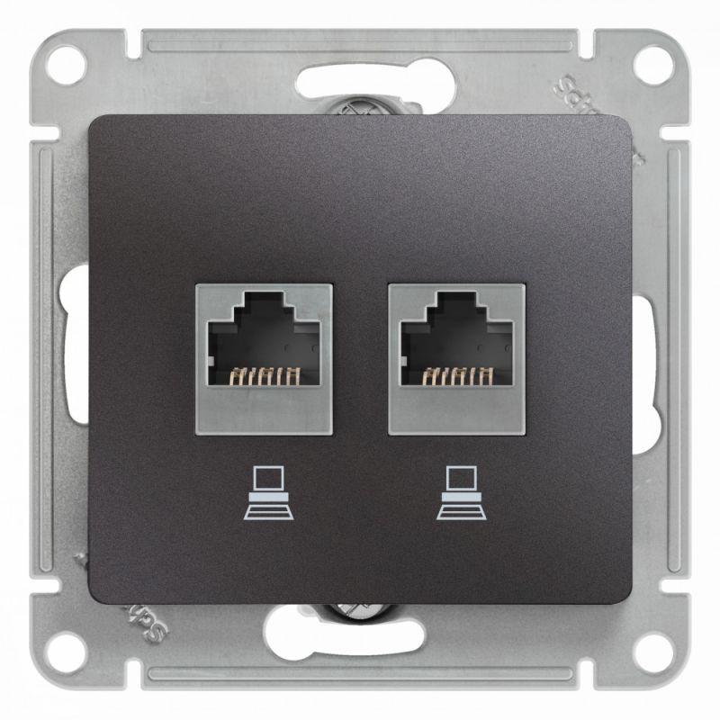 Розетка компьютерная двойная RJ45 Schneider Electric Glossa 5e кат UTP графит GSL001385KK, GSL001385KK Glossa
Розетка компьютерная двойная RJ45 Schneider Electric Glossa 5e кат UTP графит GSL001385KK, GSL001385KK Glossa