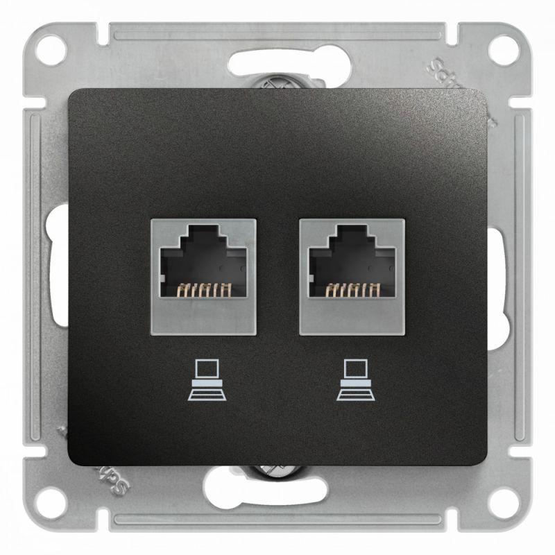 Розетка компьютерная двойная RJ45 Schneider Electric Glossa 5e кат UTP антрацит GSL000785KK, GSL000785KK Glossa
Розетка компьютерная двойная RJ45 Schneider Electric Glossa 5e кат UTP антрацит GSL000785KK, GSL000785KK Glossa