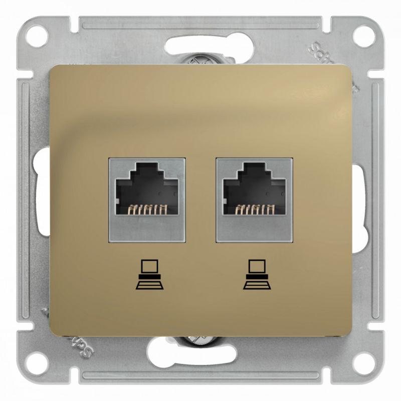 Розетка компьютерная двойная RJ45 Schneider Electric Glossa 5e кат UTP титан GSL000485KK, Титановый, GSL000485KK Glossa
Розетка компьютерная двойная RJ45 Schneider Electric Glossa 5e кат UTP титан GSL000485KK, Титановый, GSL000485KK Glossa