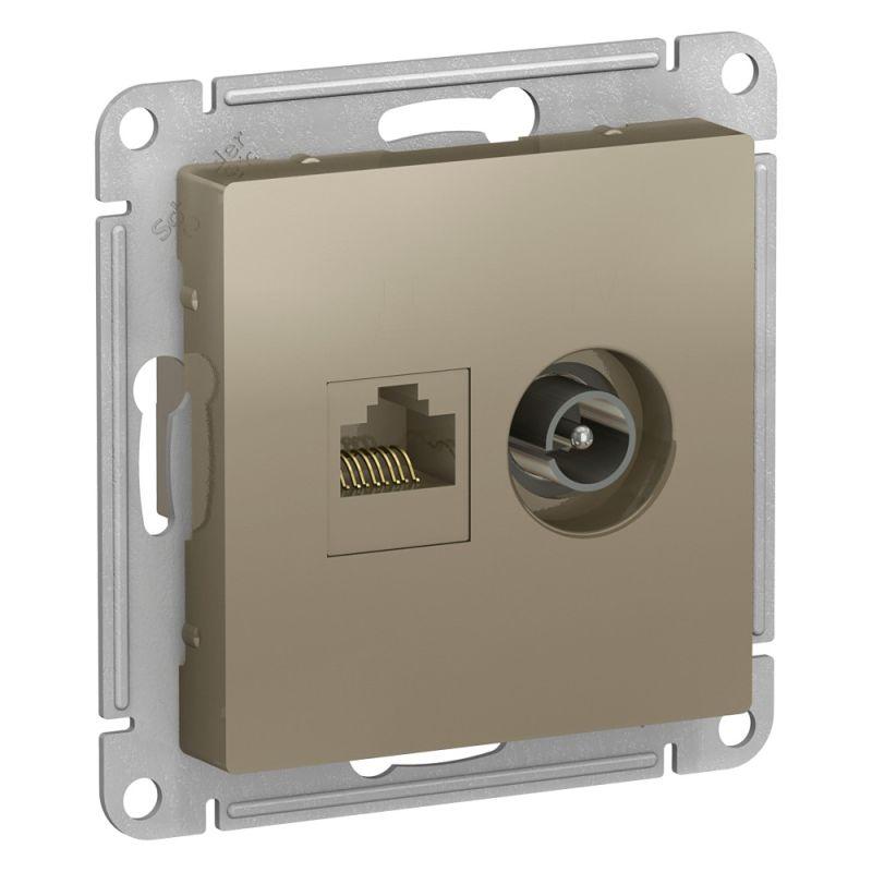 Розетка компьютерная RJ45/TV Schneider Electric AtlasDesign 5e кат UTP шампань ATN000589, ATN000589 AtlasDesign
Розетка компьютерная RJ45/TV Schneider Electric AtlasDesign 5e кат UTP шампань ATN000589, ATN000589 AtlasDesign