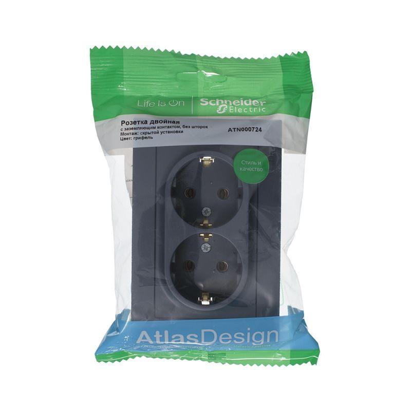 Розетка двойная 2К+З Schneider Electric AtlasDesign 16A 250V грифель ATN000724, Темно-серый, ATN000724 AtlasDesign
Розетка двойная 2К+З Schneider Electric AtlasDesign 16A 250V грифель ATN000724, Темно-серый, ATN000724 AtlasDesign