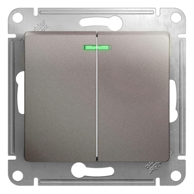 Выключатель двухклавишный Schneider Electric Glossa 10A 250V с подсветкой платина GSL001253, Серебро, GSL001253 Glossa
Выключатель двухклавишный Schneider Electric Glossa 10A 250V с подсветкой платина GSL001253, Серебро, GSL001253 Glossa