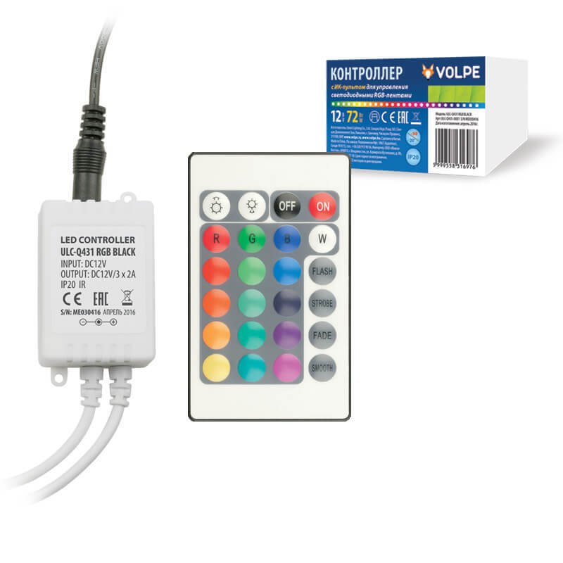 Контроллер для светодиодных лент RGB 12В Volpe ULC-Q431 RGB BLACK UL-00001113, Черный, ULC-Q431 RGB BLACK ULC-Q431
Контроллер для светодиодных лент RGB 12В Volpe ULC-Q431 RGB BLACK UL-00001113, Черный, ULC-Q431 RGB BLACK ULC-Q431